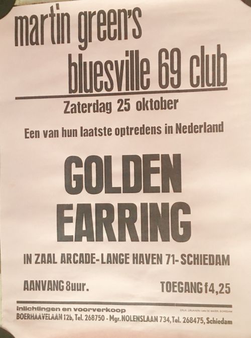 The Golden Earring show Poster October 25 1969 Schiedam - Zaal Arcade